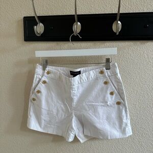 Banana Republic White High Waist Shorts with Buttons